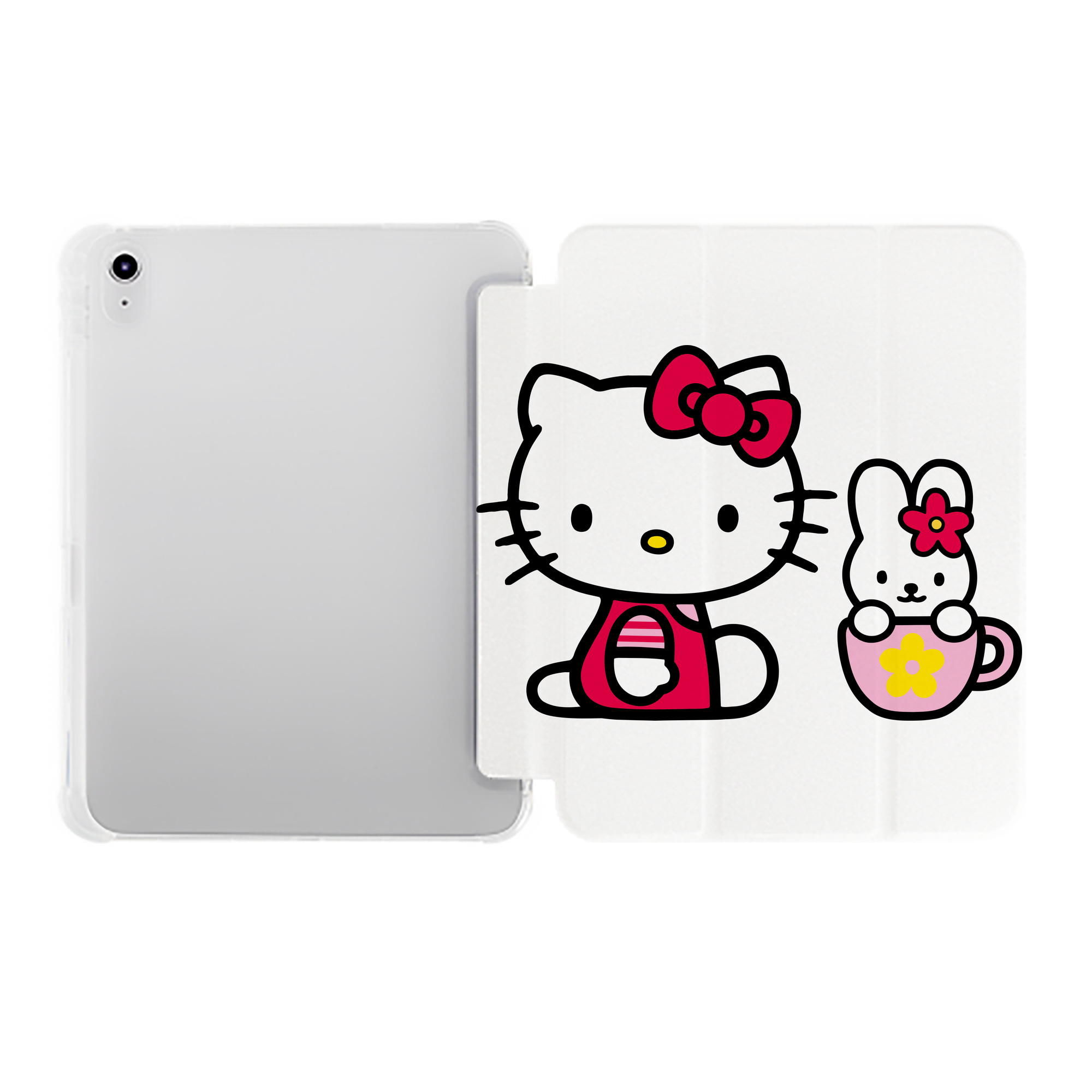（画像用） Hello Kitty ハローキティ IPad ケース ペン収納付き 三つ折りスタンド PUレザー×シリコン 対応機種9.5/10.5/10.9インチ